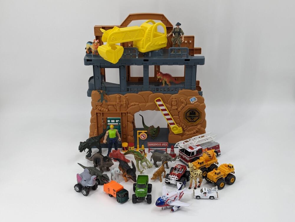 Construction Playset Pretend Custom Dinosaur Trucks Animals Figures Light Sounds